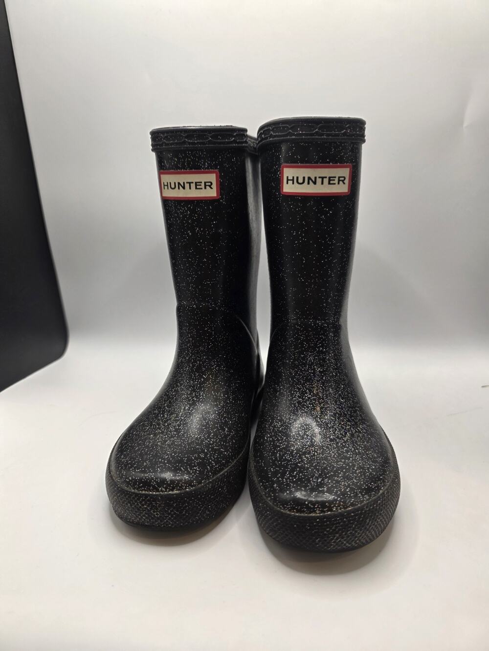 Hunter Kids First Classic Starcloud Rain Boots Black Glitter Speckle Size US 8 B